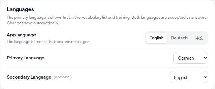 Language Settings for Training